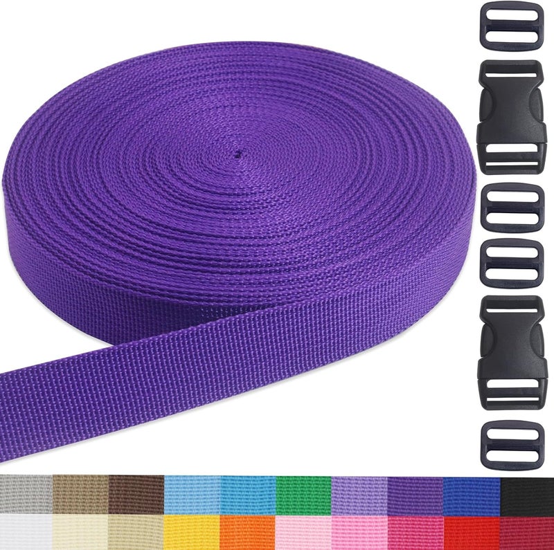 ZHFMLY Deep Purple Webbing Straps 1 Inch-Polypropylene Straps with Buckles,20 Yards Strapping for Tie-Downs, Camping, Climbing, Outdoor & Indoor Crafting, DIY Bags, Lawn Chair Replacement, and Seat Belts - Image 1